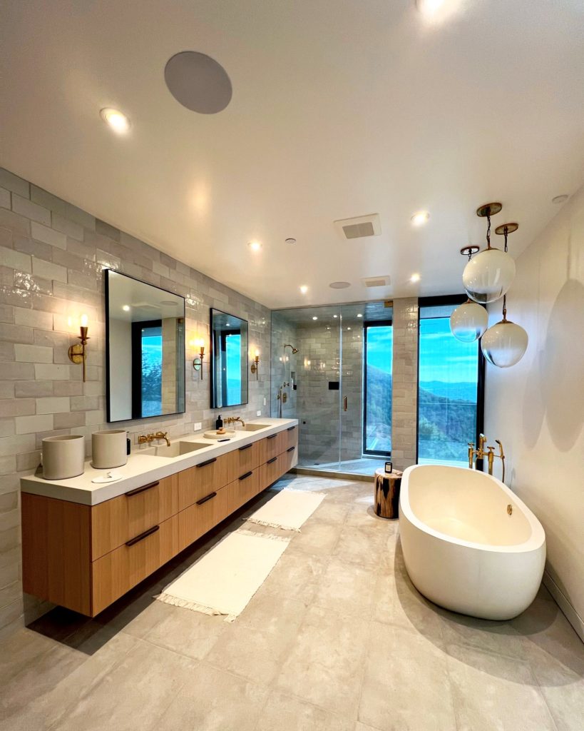 Master bathroom with radiant ceiling for heating.