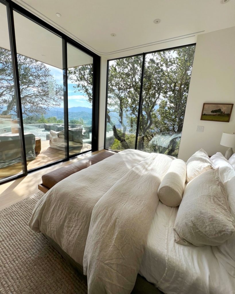 Bedroom in San Rafael project that utilizes Messana Ray Magic® radiant ceiling panels for hydronic heating and cooling