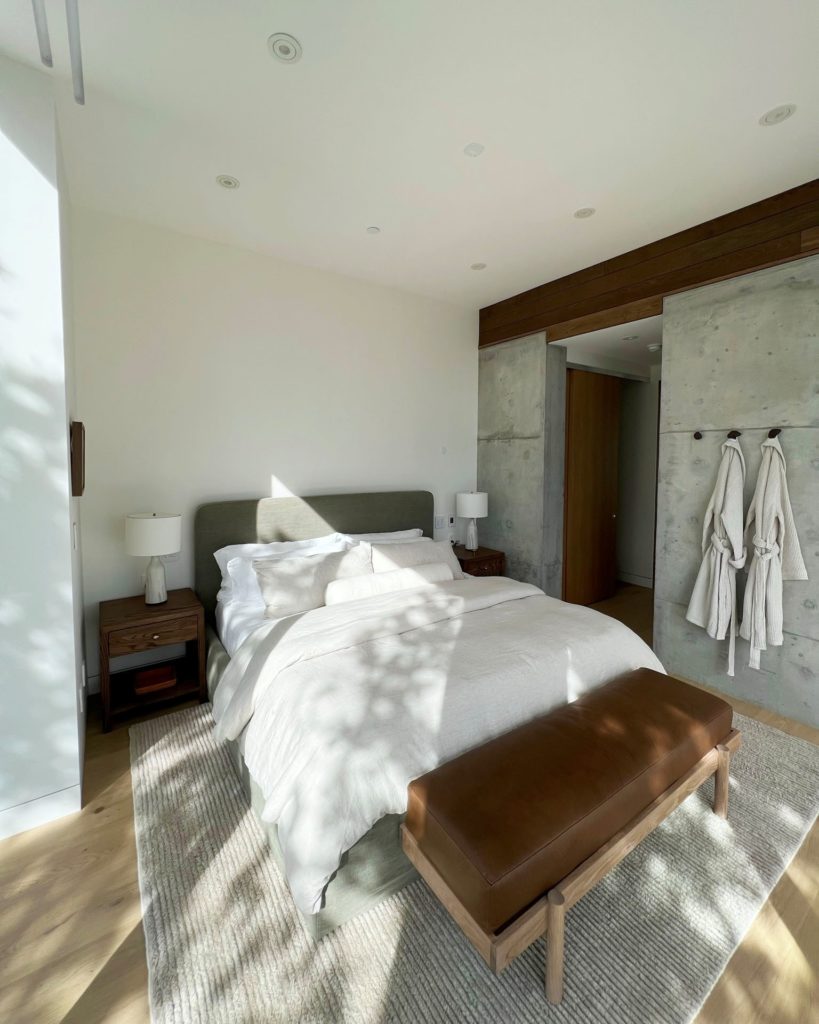 Bedroom in San Rafael project that utilizes Messana Ray Magic® radiant ceiling panels for hydronic heating and cooling