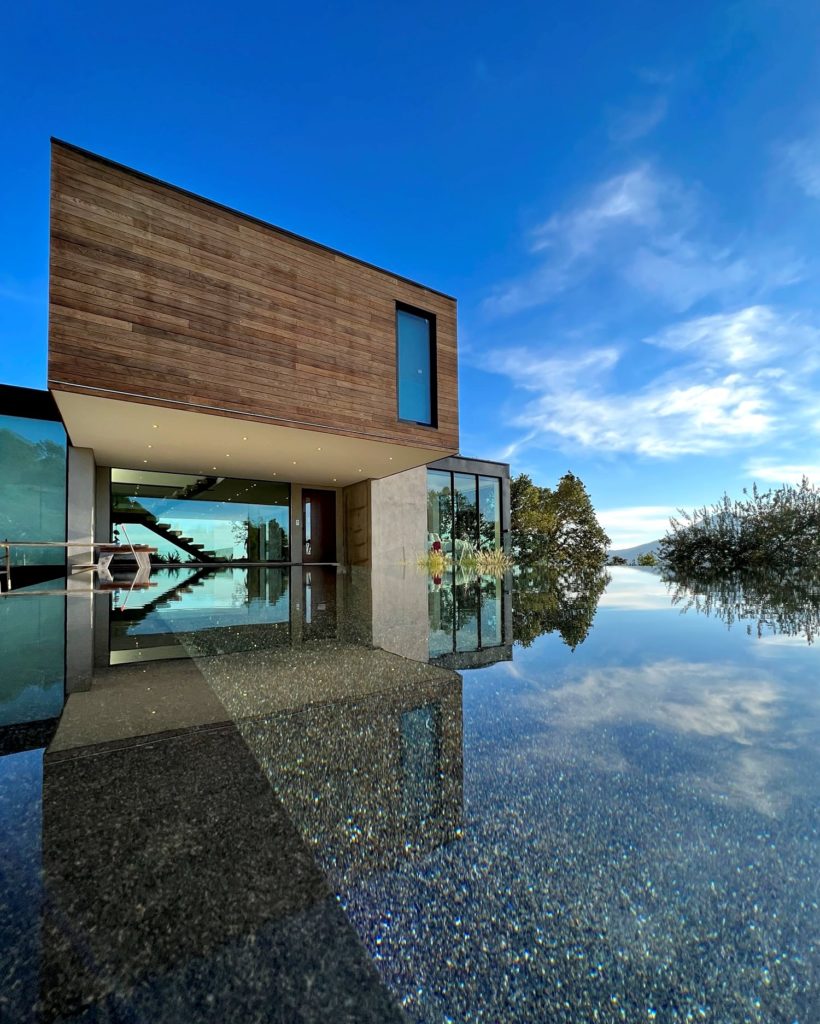 Exterior of San Rafael home that utilizes a radiant ceiling and fan coils for hydronic heating and cooling.