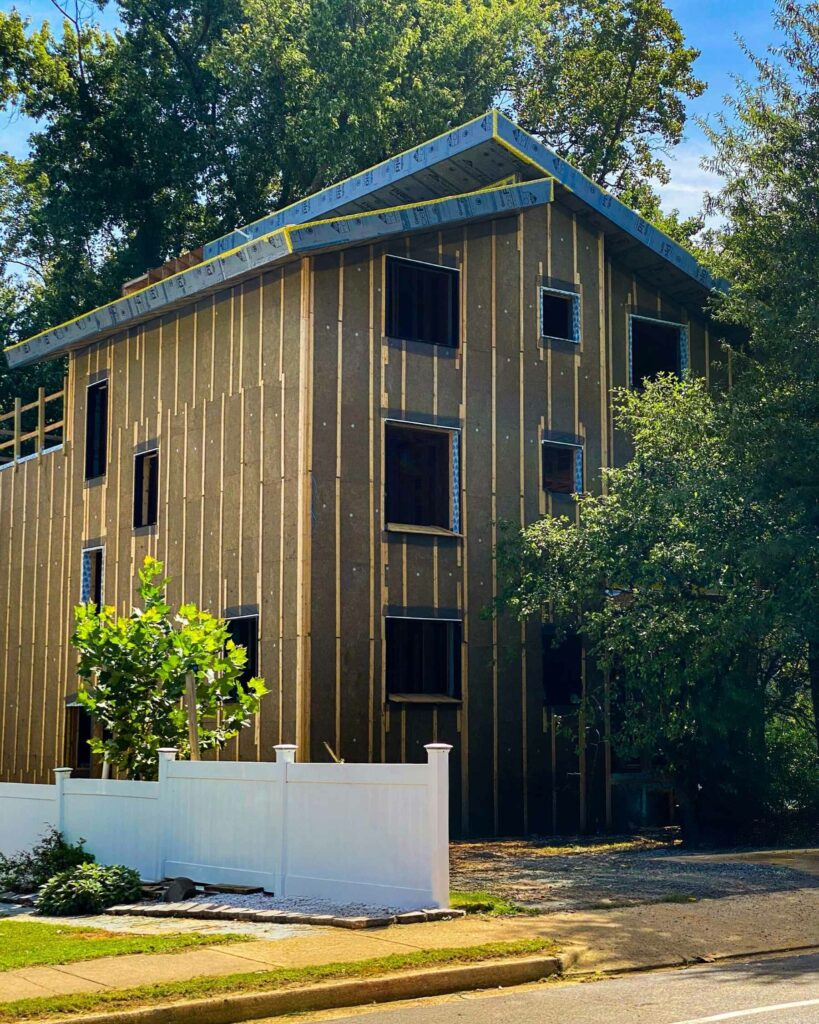 High-performance home complete with rockwool insulation and thermal stud thermal breaks.