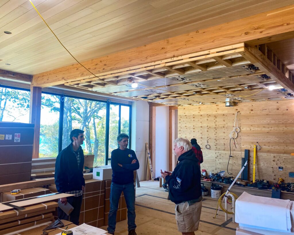 A hybrid hydronic system job site for a system that will utilize a radiant ceiling, radiant floor, and fan coil units for hydronic heating and cooling; managed via Messana Controls.